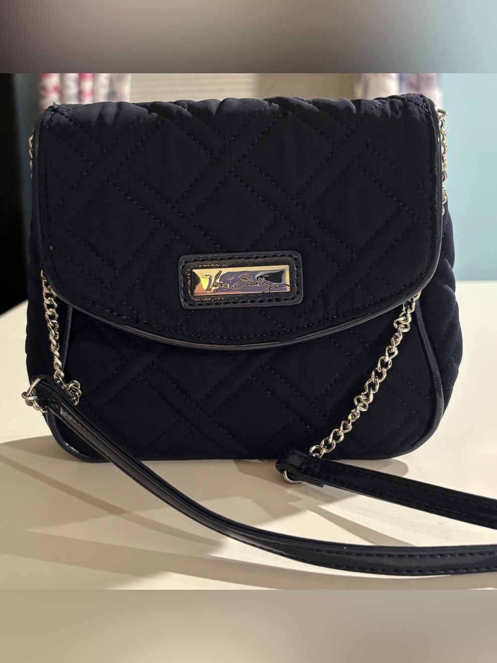Vera Bradley Quilted Crossbody Purse in Navy Blue